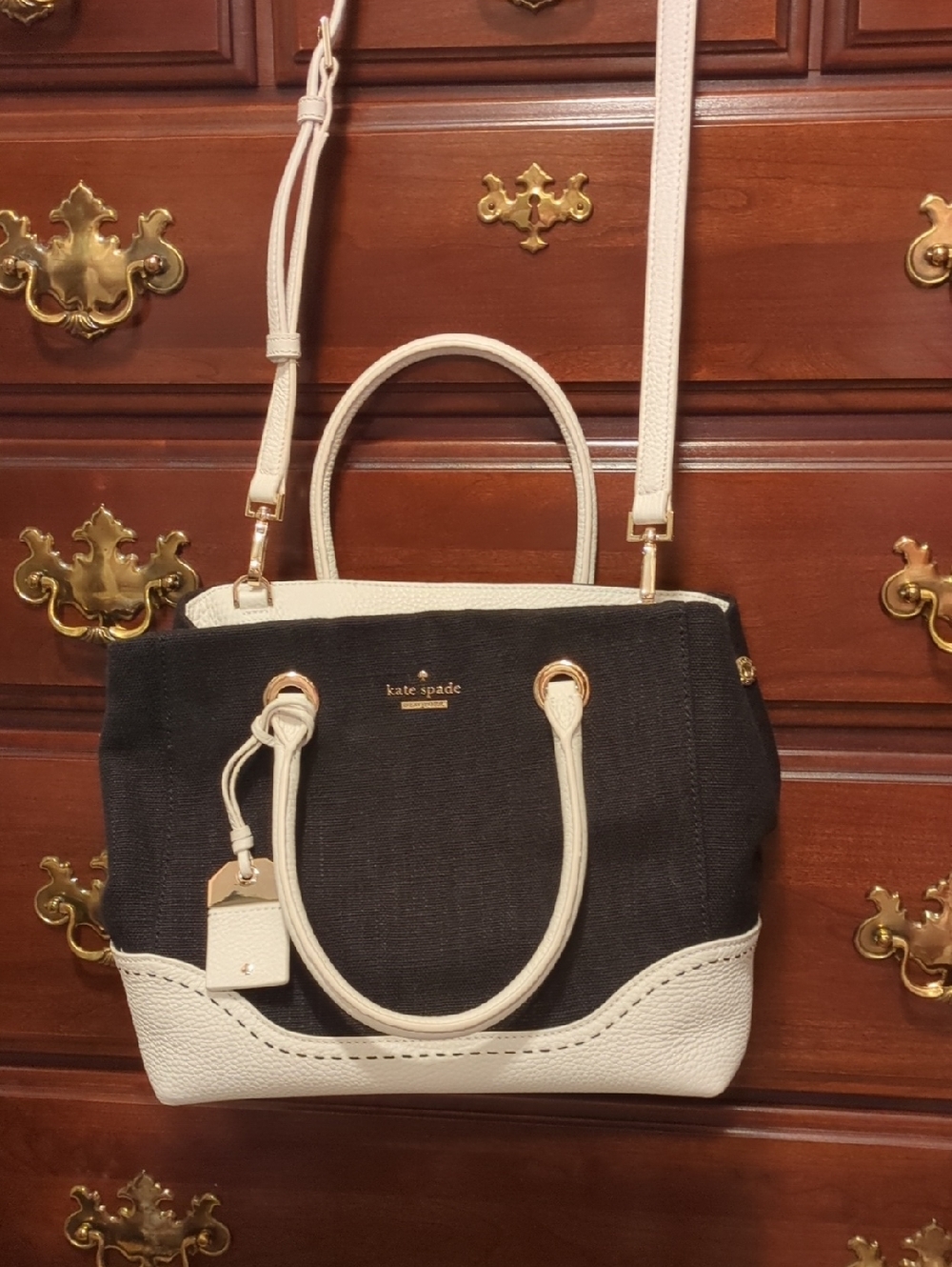 kate spade Black and White Canvas & Leather Satchel